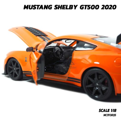 โมเดลมัสแตง MUSTANG SHELBY GT500 2020 สีส้มดำ (1:18) โมเดลประกอบสำเร็จ ภายในรถจำลองเหมือนจริง