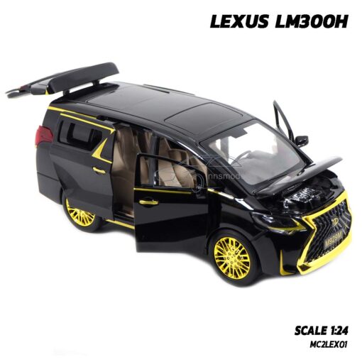 โมเดลรถ LEXUS LM300H สีดำทอง (1:24) รถเหล็กโมเดล เปิดฝากระโปรงหน้าได้