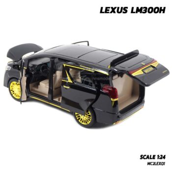 โมเดลรถ LEXUS LM300H สีดำทอง (1:24) รถเหล็กโมเดล เปิดฝากระโปรงท้ายได้