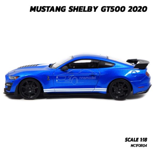 โมเดลรถ MUSTANG SHELBY GT500 2020 สีน้ำเงินขาว (Scale 1:18) model มัสแตงเหมือนจริง ประกอบสำเร็จ ของสะสม Maisto