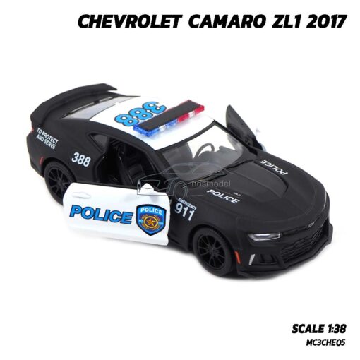 โมเดลรถตำรวจ CHEVROLET CAMARO ZL1 2017 สีดำ (1:38) รถเหล็กโมเดล เปิดประตูรถซ้ายขวาได้