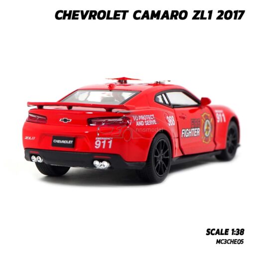 โมเดลรถตำรวจ CHEVROLET CAMARO ZL1 2017 สีแดง (1:38) โมเดลรถเหล็ก ประกอบสำเร็จ