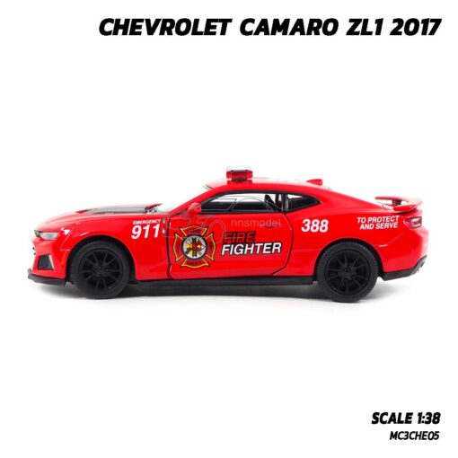 โมเดลรถตำรวจ CHEVROLET CAMARO ZL1 2017 สีแดง (1:38) โมเดลรถเหล็ก Diecast Model Police