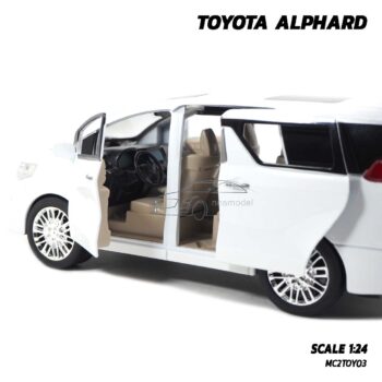 โมเดลรถตู้ TOYOTA ALPHARD สีขาว (1:24) โมเดลรถเหล็ก ภายในรถจำลองสมจริง