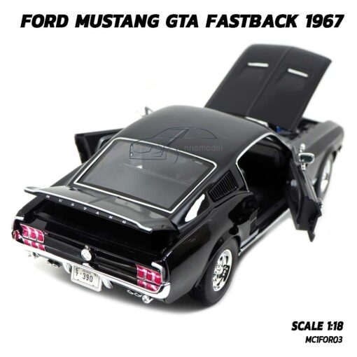 โมเดลรถมัสแตง FORD MUSTANG GTA FASTBACK 1967 (Scale 1:18) มัสแตงคลาสสิค เปิดฝากระโปรงท้ายได้