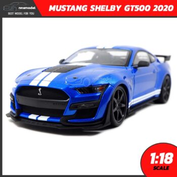 โมเดลรถ MUSTANG SHELBY GT500 2020 สีน้ำเงินขาว (Scale 1:18)