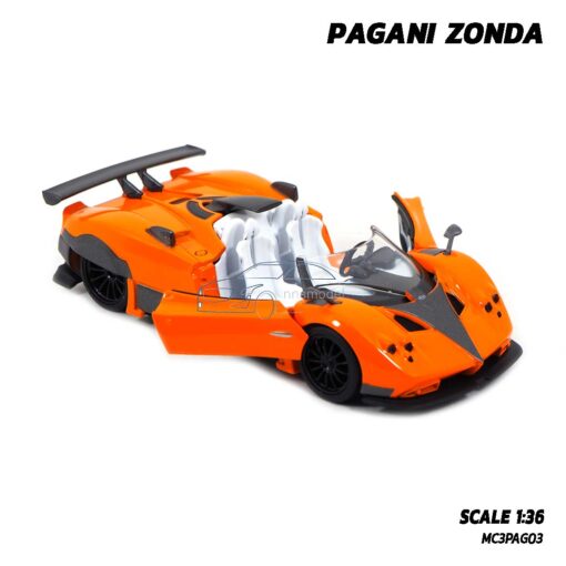 โมเดลรถสปอร์ต PAGANI ZONDA สีส้ม (Scale 1:36) model รถเหล็ก พร้อมตั้งโชว์