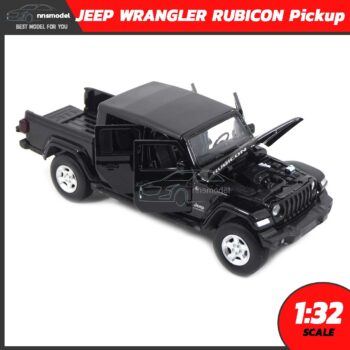 โมเดลรถ JEEP WRANGLER RUBICON กระบะสีดำ (Scale 1:32) โมเดลรถกระบะ เปิดได้ครบ