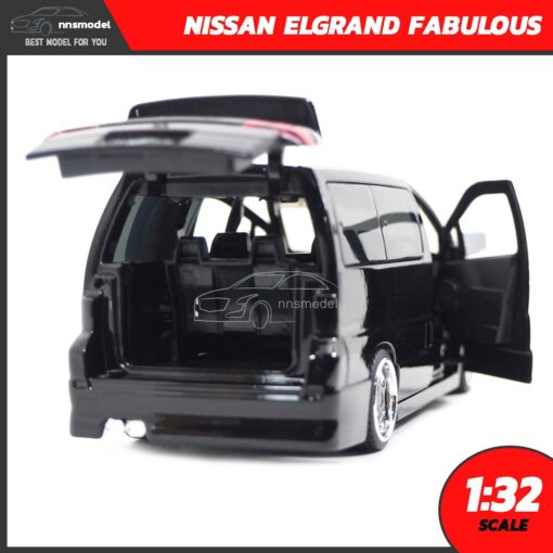 โมเดลรถตู้ NISSAN ELGRAND FABULOUS สีดำ (Scale 1:32) โมเดลรถเหล็ก ภายในรถจำลองสมจริง
