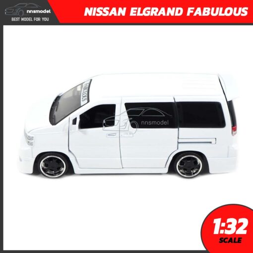 โมเดลรถตู้ NISSAN ELGRAND FABULOUS สีขาว (Scale 1:32) โมเดลรถสะสม Jackiekim