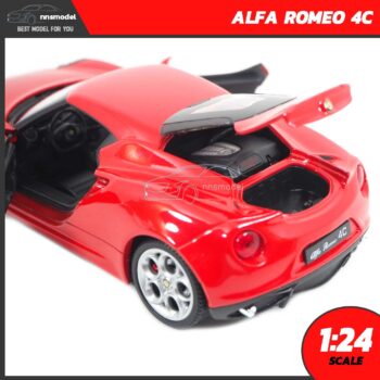 โมเดลรถสปอร์ต ALFA ROMEO 4C สีแดง (Scale 1:24) โมเดลประกอบสำเร็จ เครื่องยนต์จำลองสมจริง