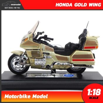 โมเดลมอเตอร์ไซด์ HONDA GOLD WING สีทอง (Scale 1:18) Motorbike Model Welly