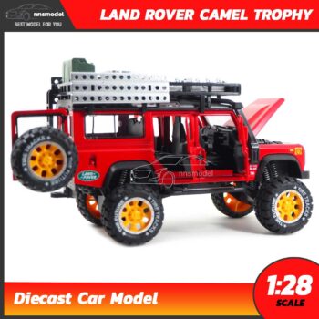 โมเดลรถ LAND ROVER CAMEL TROPHY สีแดง (Scale 1:28) โมเดล Offroad เปิดประตูได้ครบ 4 ประตู