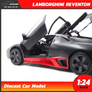 โมเดลรถ Lamborghini Reventon สีดำด้าน (Scale 1:24) รถเหล็กโมเดล ภายในรถจำลองสมจริง