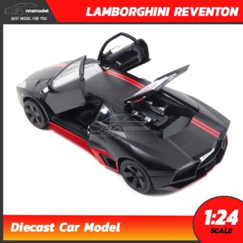 โมเดลรถ Lamborghini Reventon สีดำด้าน (Scale 1:24) รถเหล็กโมเดล เครื่องยนต์จำลองสมจริง