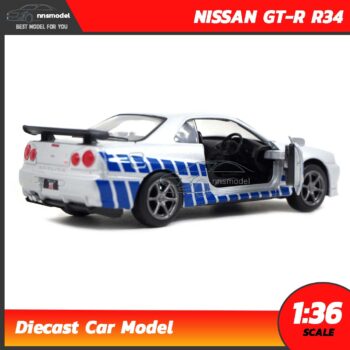 โมเดลรถ นิสสัน จีทีอาร์ Nissan GT-R R34 สีบรอนด์เงิน (Scale 1:36) โมเดลรถเหล็ก รุ่นขายดี