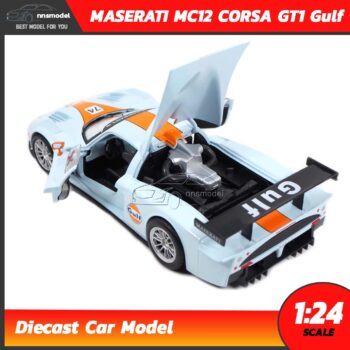 โมเดลรถสปอร์ต MASERATI MC12 CORSA GT1 Gulf โมเดลรถแข่ง 1:24 เครื่องยนต์จำลองสมจริง