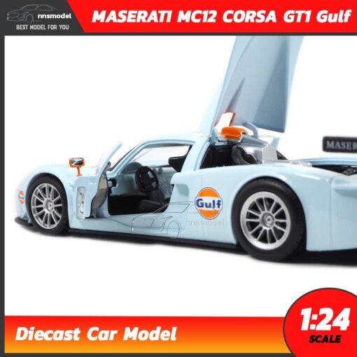 โมเดลรถสปอร์ต MASERATI MC12 CORSA GT1 Gulf โมเดลรถแข่ง 1:24 ภายในรถจำลองสมจริง