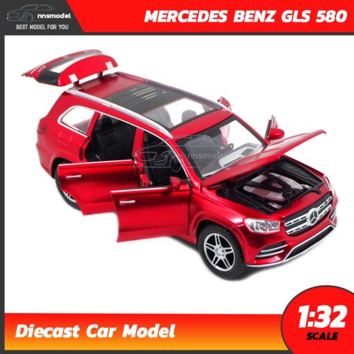 โมเดลรถเบนซ์ MERCEDES BENZ GLS 580 SUV (Scale 1:32) สีแดง รถเหล็กจำลอง เปิดได้ครบ