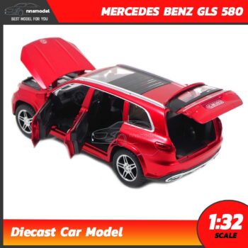 โมเดลรถเบนซ์ MERCEDES BENZ GLS 580 SUV (Scale 1:32) สีแดง รถเหล็กจำลอง เปิดฝากระโปรงท้ายได้