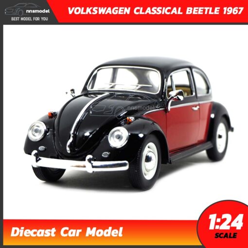 โมเดลรถโฟล์คเต่า Volkswagen Classical Beetle 1967 สีดำแดง (Scale 1:24)
