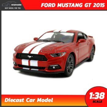 โมเดลรถมัสแตง FORD MUSTANG GT 2015 คาดลาย (Scale 1:38) สีน้ำตาลแดง รถเหล็กโมเดล พร้อมตั้งโชว์