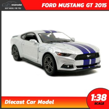 โมเดลรถมัสแตง FORD MUSTANG GT 2015 คาดลาย (Scale 1:38) สีบรอนด์เงิน รถเหล็กโมเดล มีลานวิ่งได้