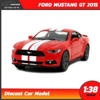 โมเดลรถมัสแตง FORD MUSTANG GT 2015 คาดลาย (Scale 1:38) สีแดง รถเหล็กโมเดล พร้อมตั้งโชว์