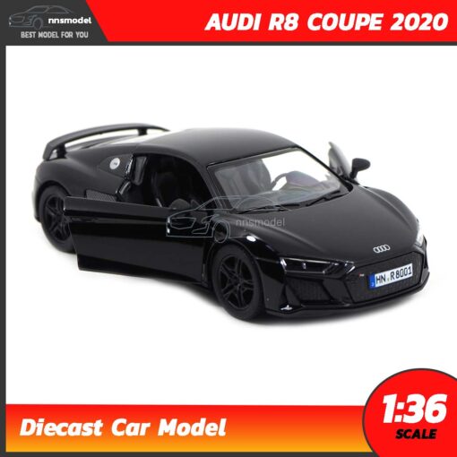 โมเดลรถสปอร์ต AUDI R8 COUPE 2020 สีดำ (Scale 1:36) model รถ เปิดประตูซ้ายขวาได้