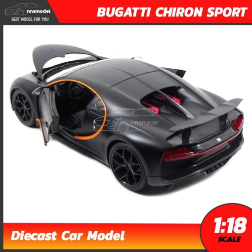 โมเดลรถสปอร์ต BUGATTI CHIRON SPORT สีดำด้าน (Scale 1:18) รถเหล็กโมเดล จำลองเหมือนจริง