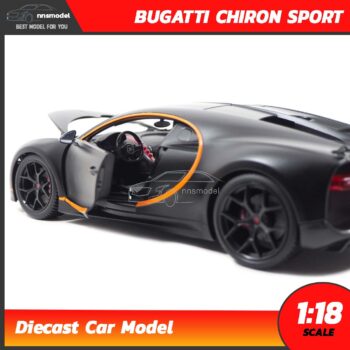 โมเดลรถสปอร์ต BUGATTI CHIRON SPORT สีดำด้าน (Scale 1:18) รถเหล็กโมเดล ภายในรถจำลองเหมือนจริง