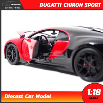 โมเดลรถสปอร์ต BUGATTI CHIRON SPORT สีแดงดำ (Scale 1:18) รถเหล็กจำลอง ภายในรถจำลองเหมือนจริง