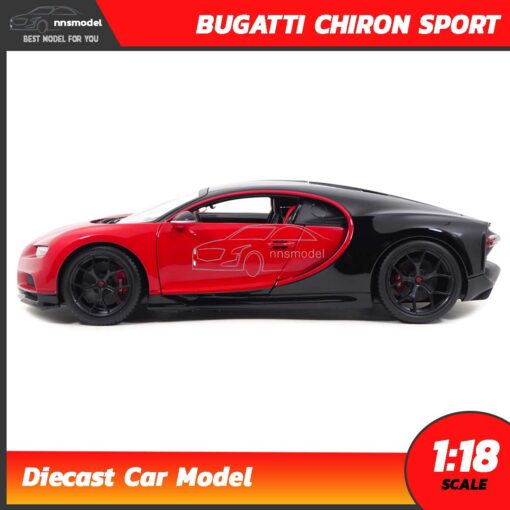 โมเดลรถสปอร์ต BUGATTI CHIRON SPORT สีแดงดำ (Scale 1:18) รถเหล็กจำลอง โมเดลรถสะสม Diecast Model