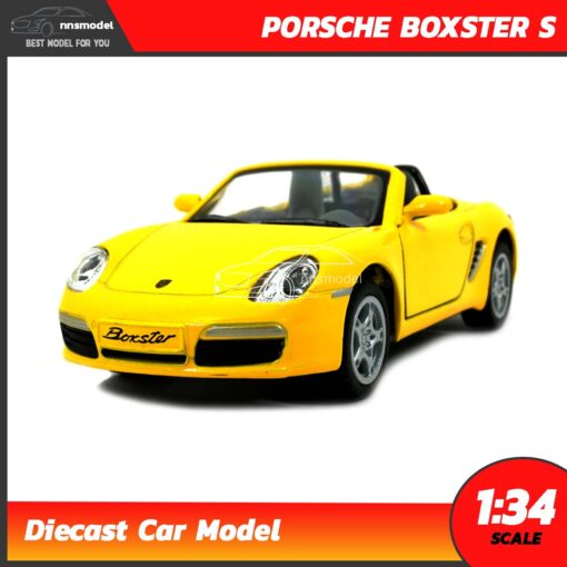 โมเดลรถสปอร์ต PORSCHE BOXSTER S (Scale 1:34) โมเดลรถเหล็ก สีเหลือง