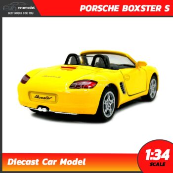 โมเดลรถสปอร์ต PORSCHE BOXSTER S (Scale 1:34) โมเดลรถเหล็ก สีเหลือง โมเดลประกอบสำเร็จ