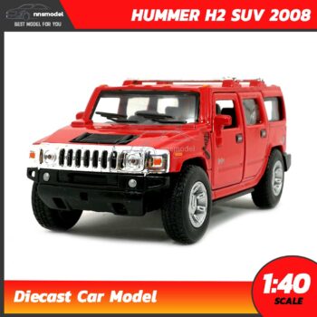 โมเดลรถเหล็ก HUMMER H2 SUV 2008 (Scale 1:40) รถโมเดลจำลอง เหมือนจริง Diecast Model สีแดง