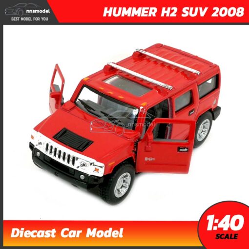 โมเดลรถเหล็ก HUMMER H2 SUV 2008 สีแดง (Scale 1:40) model car ประกอบสำเร็จ เปิดประตูซ้ายขวาได้
