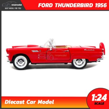 โมเดลรถโบราณ FORD THUNDERBIRD 1956 สีแดง (Scale 1:24) รถเหล็กจำลอง โมเดลรถสะสม Diecast Model