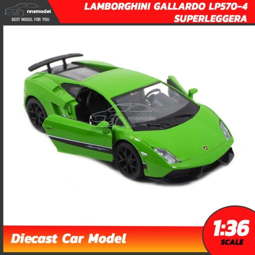 โมเดลรถ LAMBORGHINI GALLARDO LP570-4 SUPERLEGGERA สีเขียว (Scale 1:36) รถเหล็กโมเดล เปิดประตูซ้ายขวาได้