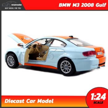 โมเดลรถ BMW M3 2008 Gulf (Scale 1:24) โมเดลรถเหล็ก ภายในรถจำลองสมจริง