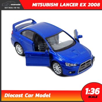 โมเดลรถเหล็ก MITSUBISHI LANCER EX2008 สีน้ำเงิน (Scale 1:36) โมเดลรถสะสม เปิดประตูซ้ายขวาได้