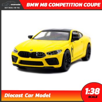 โมเดลรถ BMW M8 Competition Coupe สีเหลือง (Scale 1:38) รถโมเดลเหล็ก มีลานวิ่งได้