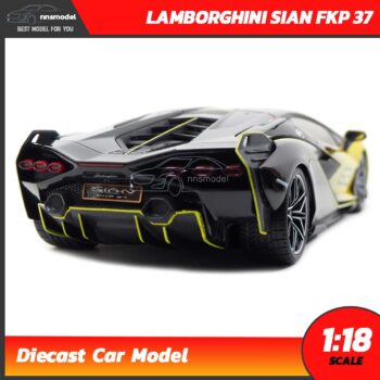 โมเดลรถ LAMBORGHINI SIAN FKP 37 สีเหลือง (Scale 1:18) โมเดลรถสะสม Bburago จำลองสมจริง