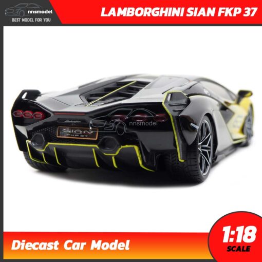 โมเดลรถ LAMBORGHINI SIAN FKP 37 สีเหลือง (Scale 1:18) โมเดลรถสะสม Bburago จำลองสมจริง