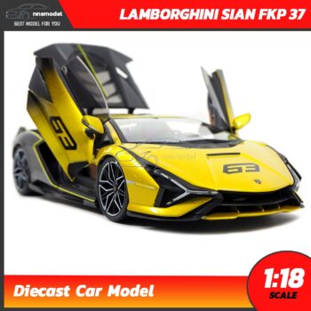 โมเดลรถ LAMBORGHINI SIAN FKP 37 สีเหลือง (Scale 1:18) โมเดลรถสะสม สวย เปิดได้ครบเหมือนจริง