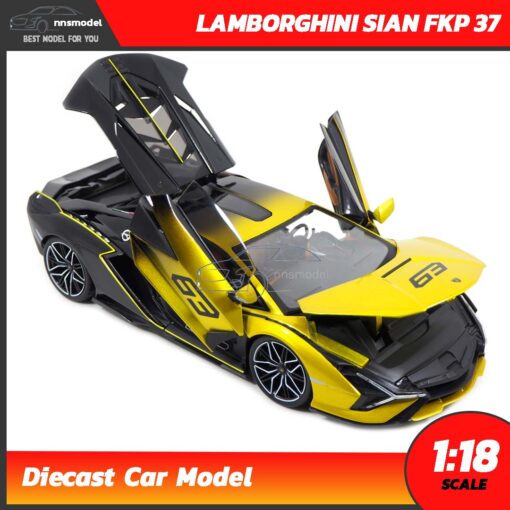 โมเดลรถ LAMBORGHINI SIAN FKP 37 สีเหลือง (Scale 1:18) โมเดลรถสะสม lamborghini model