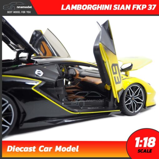 โมเดลรถ LAMBORGHINI SIAN FKP 37 สีเหลือง (Scale 1:18) โมเดลรถสะสม Diecast Model