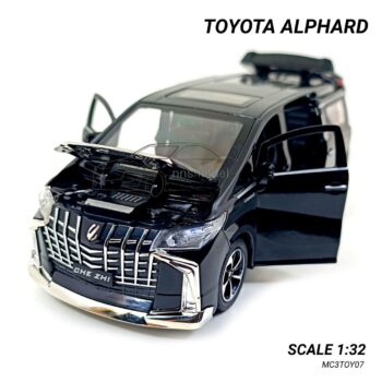 โมเดลรถตู้ TOYOTA ALPHARD สีดำ (Scale 1:32) เปิดห้องเครื่อง เครื่องยนต์จำลองสมจริง